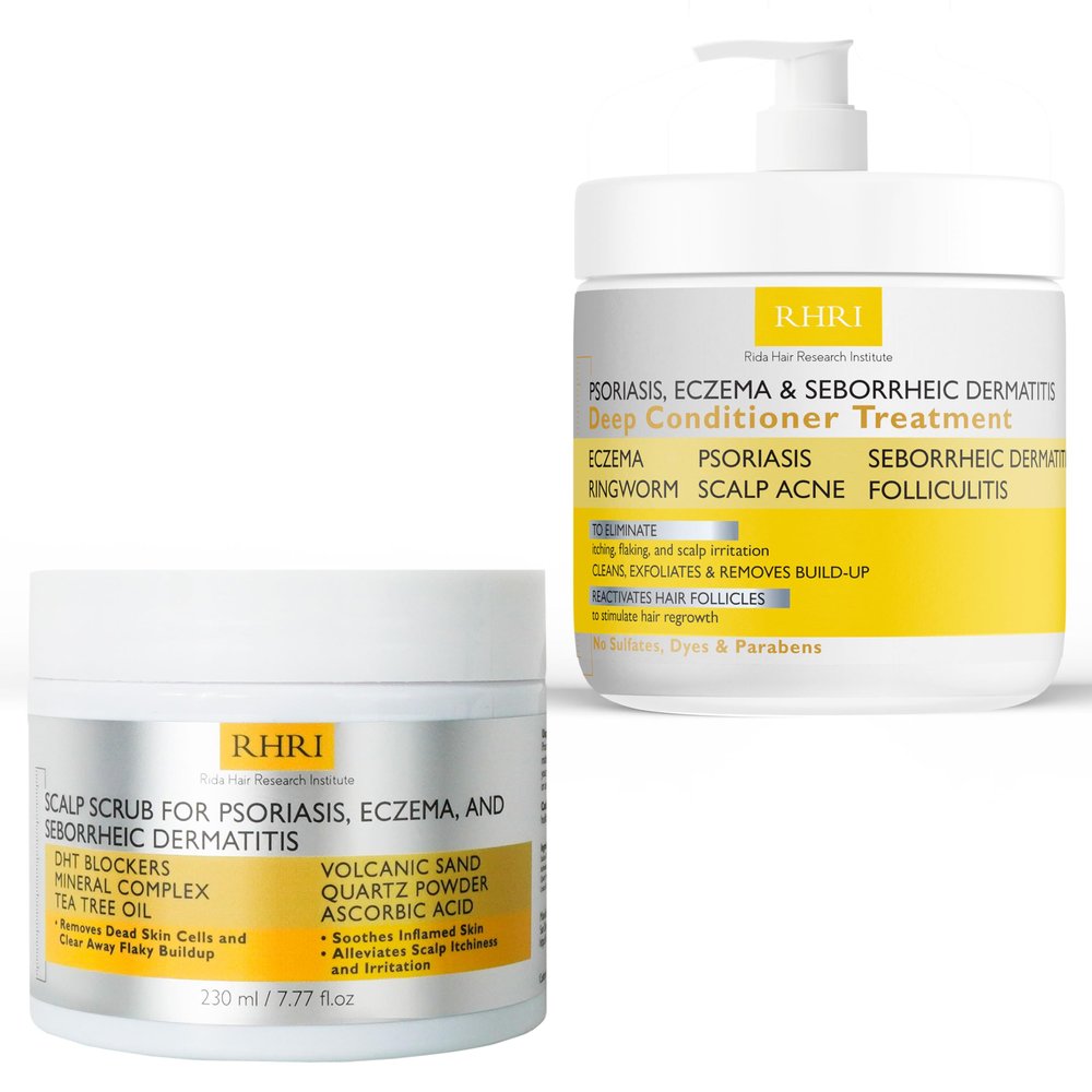 Rida Hair Research Institute Psoriasis Pre Shampoo Scalp Scrub + Psoriasis Deep Conditioner