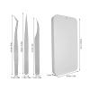 3Pcs Lash Tweezers Set for Eyelash Extensions, Professional Lash Extension Tweezers, Stainless Steel Lash Application Tools, with Box for Professional Beauty, Pore Cleaning(Silver) view 2
