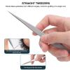 3Pcs Lash Tweezers Set for Eyelash Extensions, Professional Lash Extension Tweezers, Stainless Steel Lash Application Tools, with Box for Professional Beauty, Pore Cleaning(Silver) view 3