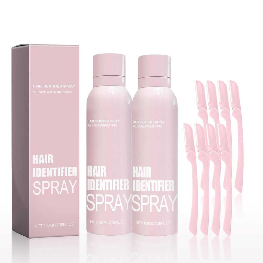 enttgo 2pcs Hair Identifier Spray for Face Shaving, Skin Body Hair Identifying Spray With Razors,Hair identifier for Face Dermaplaning, Moisturizing and Skin Care Dermaplaner