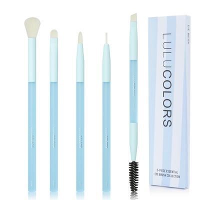 LULUCOLORS 5-Piece Eye Makeup Brush Set  Blue Edition with Cruelty-Free Bristles and Comfortable Rubber Finish Handles (Blue)