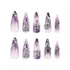 2 piece set Reusable glue Gel Gothic Mauve nail gradient Finger Metal Cross charm Design Spider Decal Halloween Cross Pattern Punk suitable for female girls Almond nails view 1