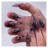 2 piece set Reusable glue Gel Gothic Mauve nail gradient Finger Metal Cross charm Design Spider Decal Halloween Cross Pattern Punk suitable for female girls Almond nails view 2