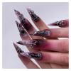 2 piece set Reusable glue Gel Gothic Mauve nail gradient Finger Metal Cross charm Design Spider Decal Halloween Cross Pattern Punk suitable for female girls Almond nails view 3