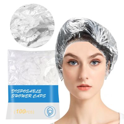 100PCS Shower Caps for Women Disposable, Large Shower Cap for Long Hair, Waterproof Plastic Shower Caps Disposable for Shower, Salon, Travel & Disposable Shower Caps for Sourdough