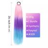 2PCS Long Ponytail 65cm Hair Extensions Rainbow Braid with Rubber Band Spicy Girl Wig Synthetic for Children (3-6purple-pink-blue) view 2