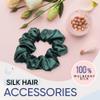Blissy Silk Scrunchies (3 Pack) - 100% Pure Mulberry Silk - 22 Momme 6A High-Grade Fibers Scrunchie for Straight & Curly Hair (Emerald, Skinny) view 2