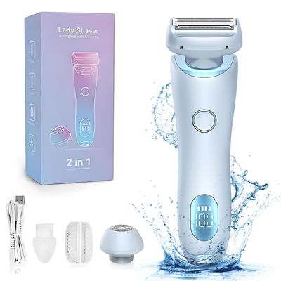 Duskofficial Razor, Dusk Official Shaver, Duskofficial The Glide Pro 3.0, 2 in 1 Waterproof Electric Shaver Razors for Women, Wet & Dry for Leg Arm Underarm Bikini Area (Blue)