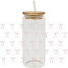 Pink Bow UV DTF Wraps Sticker for 16 oz Glass Cups - UV DTF Transfer Cup Wraps, Waterproof Rub on Transfers for Crafts, Vintage view 1