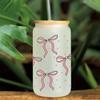 Pink Bow UV DTF Wraps Sticker for 16 oz Glass Cups - UV DTF Transfer Cup Wraps, Waterproof Rub on Transfers for Crafts, Vintage view 2