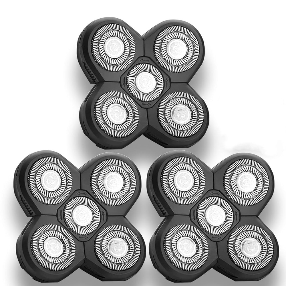 3 Pack Shaver Replacement Blades Compatible with F-ree-bird Head Shaver Kit, 5 Blades Shaver Replacement Heads for Bald Men, Ruixin Replacement Blades for Flex-series Electric.
