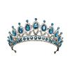TRUSTTWO Fashion Gold Color Pink Crystal Crown Bride Tiara Queen Fit For Wedding New Luxury Crown Headpiece Hair Jewelry Accessories The New(Bronze sky blue) view 1