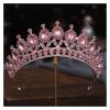 TRUSTTWO Fashion Gold Color Pink Crystal Crown Bride Tiara Queen Fit For Wedding New Luxury Crown Headpiece Hair Jewelry Accessories The New(Bronze sky blue) view 2