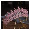 TRUSTTWO Fashion Gold Color Pink Crystal Crown Bride Tiara Queen Fit For Wedding New Luxury Crown Headpiece Hair Jewelry Accessories The New(Bronze sky blue) view 3