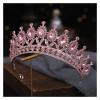TRUSTTWO Fashion Gold Color Pink Crystal Crown Bride Tiara Queen Fit For Wedding New Luxury Crown Headpiece Hair Jewelry Accessories The New(Bronze sky blue) view 4