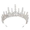 TRUSTTWO Baroque Luxury Silver Color Crystal Pearl Bridal Tiaras Crown Rhinestone Pageant Diadem Bride Headband Wedding Hair Accessories The New(Silver) view 1