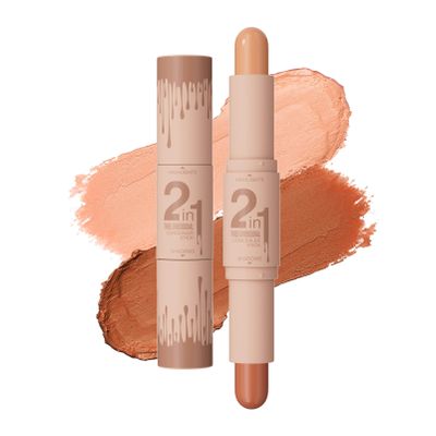 Dual-Ended Cream Contour & Highlight Stick for Face & Nose Sculpting - Water-Resistant Longwear Formula, Natural Radiance, All Skin Tones, Effortless Application (Ivory, Dark Coffee)