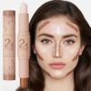 Dual-Ended Cream Contour & Highlighter Makeup Stick - Waterproof Formula for Natural Sculpting, Longwear Blendable Makeup, All Skin Tones (Light Beige & Light Brown) view 3