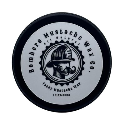 Mustache Wax Tacky hold - Bombero Mustache Wax Co. - Tacky Application, medium/strong hold, restyleable - Most Advanced All Natural Formula Holds up to Hard Work and Exercise - 1OZ tin (Mint)