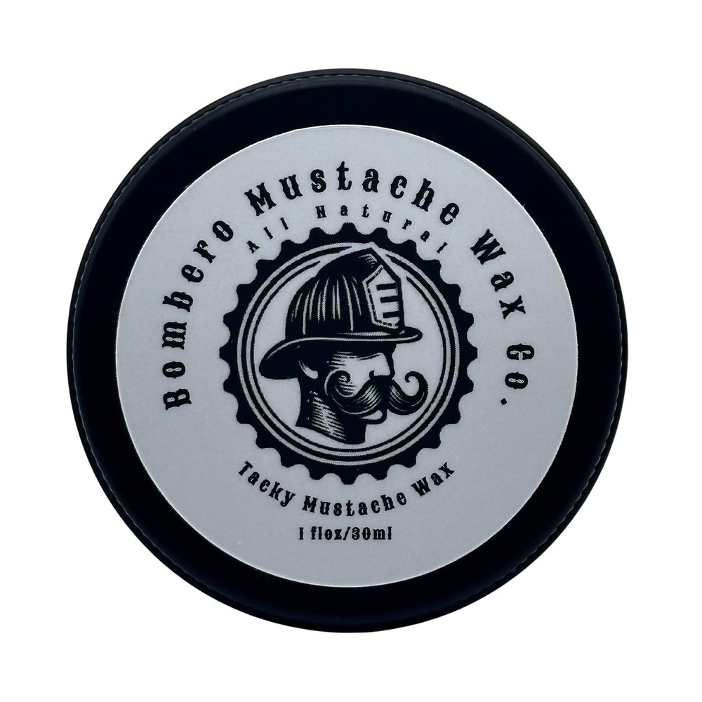 Mustache Wax Tacky hold - Bombero Mustache Wax Co. - Tacky Application, medium/strong hold, restyleable - Most Advanced All Natural Formula Holds up to Hard Work and Exercise - 1OZ tin (Mint)