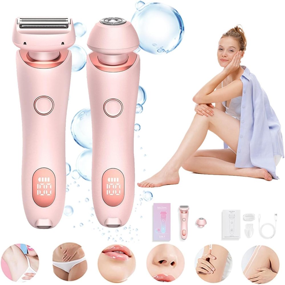 The Glide Pro 3.0 Razor, Razor for Women, 2 in 1 Wet & Dry Electric Waterproof Razor, Painless Hair Removal Removable Head for Bikini Leg Arm Underarm Area (Pink)