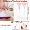20 Pieces Fan Brushes Facial Applicator Brush Soft Makeup Mask Acid Applicator Brush Esthetician Cosmetic Brush for Mud Cream, Makeup Peel (Pink) view 2