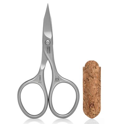 GERMANIKURE Nail and Cuticle Scissors - FINOX Stainless Steel Professional Scissors - Curved Manicure Tools in Cork Case - Ethically Made in Solingen Germany - 4702