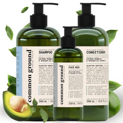 Face Wash, Shampoo & Conditioner Bundle (3 Items), Paraben & Cruelty Free, Organic, Vegan, Plant-Based, Botanical Scent & Avocado Oil Extracts, Men, Women, Sensitive