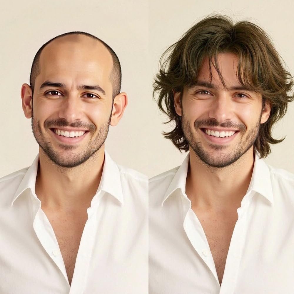 Mens Toupee Human Hair Fine Mono Poly Coating Around Mens Hairpiece Durable NPU Monofilament Hair Replacement System for Men FACE MIRACLE 17R BROWN/BLONDE MIX WARM TONE6"*8"