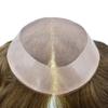 Mens Toupee Human Hair Fine Mono Poly Coating Around Mens Hairpiece Durable NPU Monofilament Hair Replacement System for Men FACE MIRACLE 17R BROWN/BLONDE MIX WARM TONE6"*8" view 4