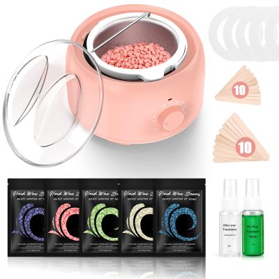 TIKESI Waxing Kit - Wax Warmer for Hair Removal, Hard Wax Kit with 14oz 5 Bags Hard Wax Beans for Full Body, Legs, Face, Eyebrows, Bikini, Brazilian Waxing Kit for Women Men