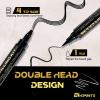 3 PCS Beard Pen Filler for Men - Black 4 Tip Pen for Natural Looking Appearance - 2 Fillers & 1 Double Head Brush - Waterproof Four Fork Eyebrow Pencil Eyeliner (Black) view 4