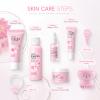 1 Pack Skin Care Set, Containing Facial Cleanser + Toner + Serum + Eye Cream+ Essence Cream+ Hair Clip + Facial Cleansing Brush + Hair Tie view 4