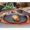3 Sizes Cast Iron Steak Platter Plate BBQ Grill Pan Cooking Wooden Holder Teppanyaki Plate (Size : Large) view 3