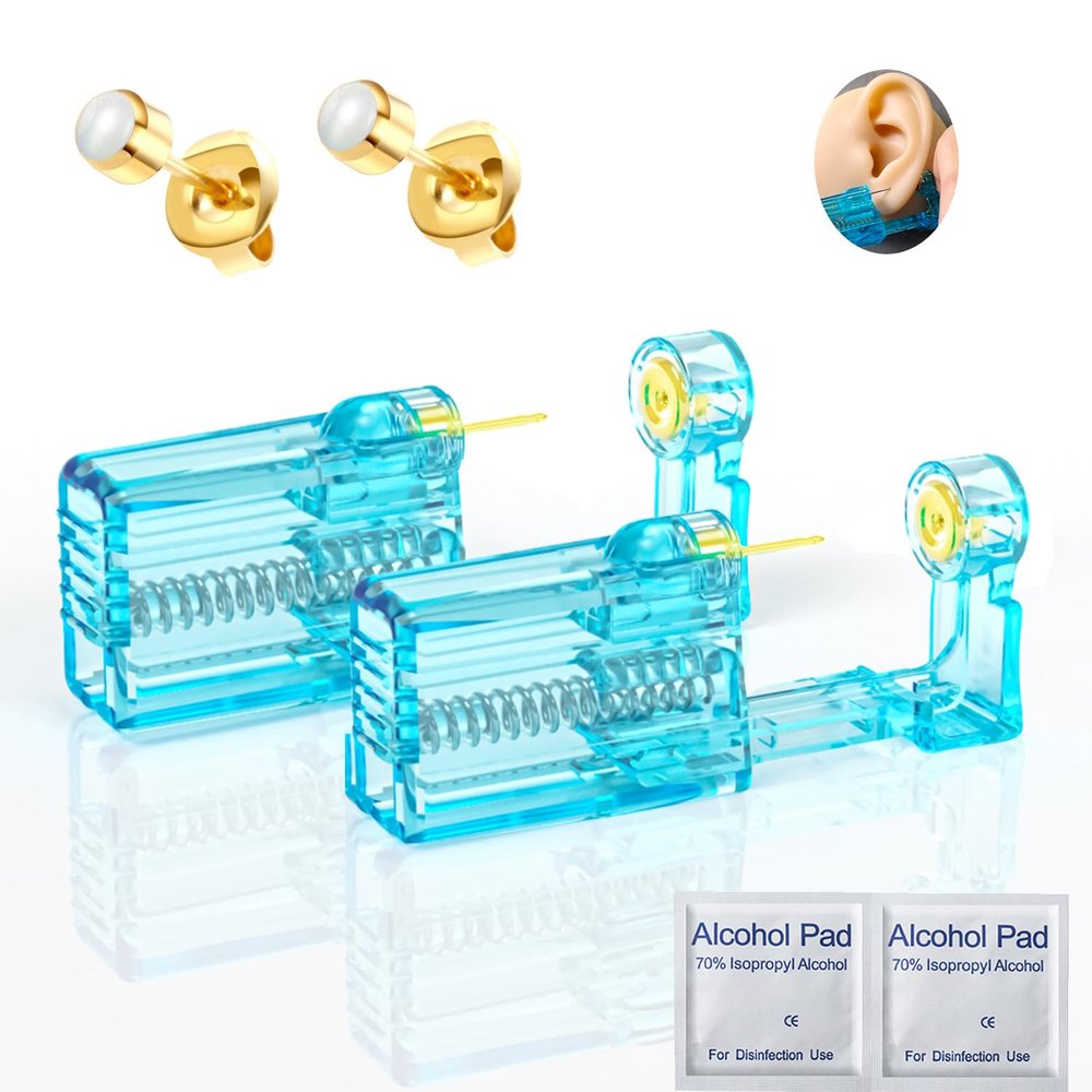 Orglace Ear Piercing Kit Disposable Ear Piercing Gun Kit,At Home Self Piercing Kit with Earrings Studs (233#-4mm)