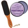 Pumice Stone Foot File - Wooden Pedicure Feet Scrubber with Handle - Natural Earth Lava Black - Callus/Corn Remover for Feet Heels and Palm - Lavender Foot Lotion 3.5 Oz view 1
