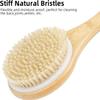 GEDRACKPMYN Back Shower Scrubber, Bath Wash Brush with Long Handle for Women Men Shower Spa Massage, Natural Bristles Bamboo Wooden Dry Skin Exfoliating view 4