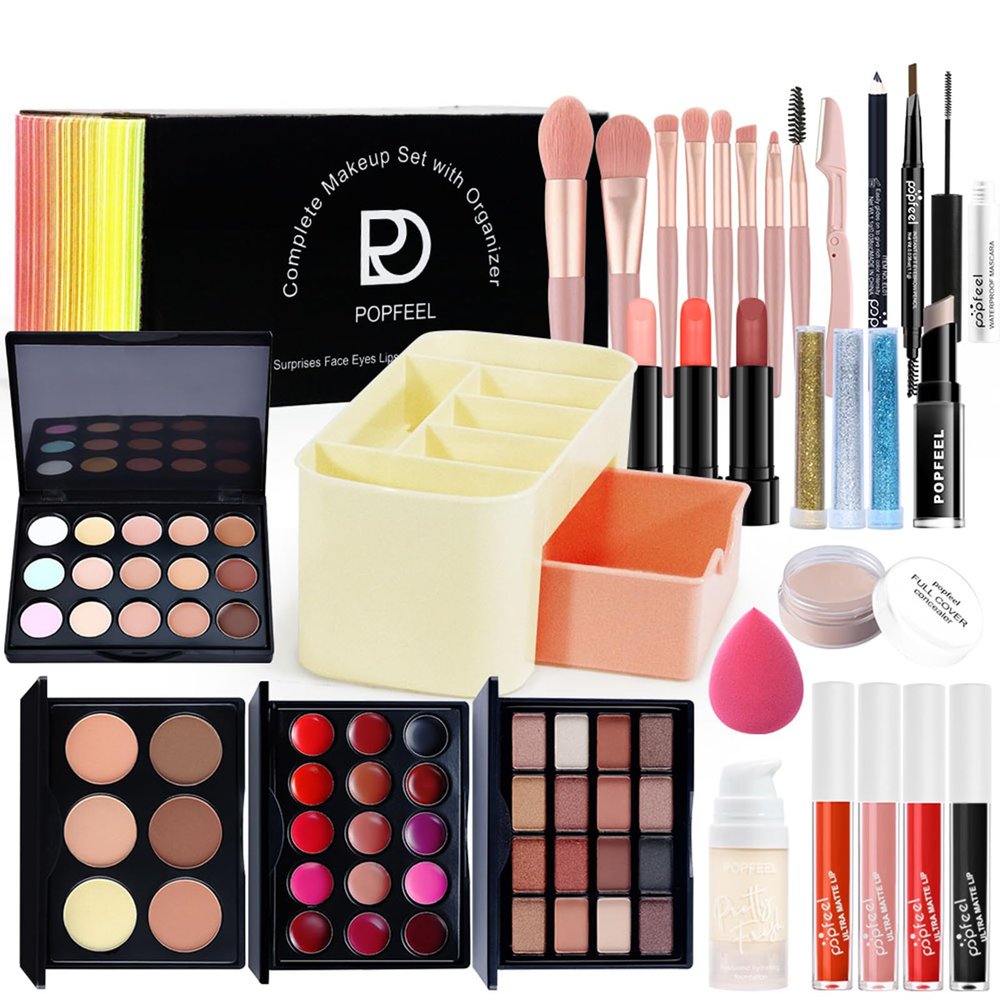 JasCherry Makeup Kit for Women Full Kit, All in One Makeup Gift Set, Make-up Sets with Eyeshadow Blush Concealer Palette Lipstick Mascara Eyebrow Pencil Makeup Box, Multi-purpose Beauty Cosmetic Set