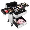 13.4*9.8*18.5inch Rolling Nail Case Wheeled Manicure Storage Case Polish Organizer 44.09lbs Professional Makeup Trolley for Studio or Travelling Nail Technician Artists Cosmetologist Stylist (Silver) view 3