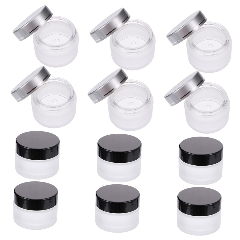 12pcs Frosting Cream Jar Makeup Spoon Jar Round Clear Jars Makeup Container Empty Cosmetic Jars Refillable Containers for Small Container Vial Glass Travel Little Cream/68
