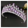 TRUSTTWO Baroque Purple Crystal Bride Crown Princess Tiara Rhinestone Pageant Diadem Wedding Hair Jewelry Bridal Tiaras Vintage Headpiece The New(Silver Purple) view 2