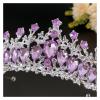 TRUSTTWO Baroque Purple Crystal Bride Crown Princess Tiara Rhinestone Pageant Diadem Wedding Hair Jewelry Bridal Tiaras Vintage Headpiece The New(Silver Purple) view 4