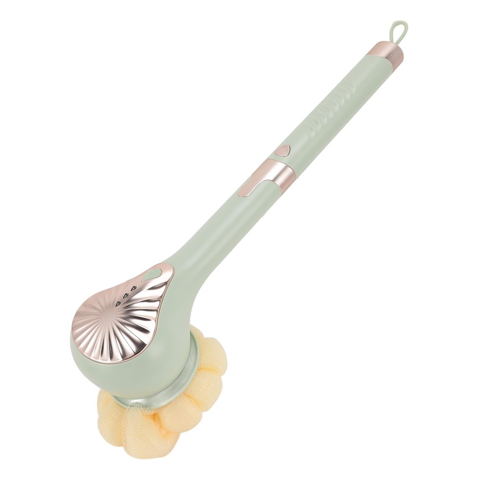 Electric Body Brush, Electric Body Scrubber Brush with 6 Brush Heads, 3 Speeds, IPX6 Rechargeable Shower Body Scrubber Brush, for Exfoliating and Massage (Green)