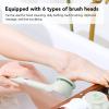 Electric Body Brush, Electric Body Scrubber Brush with 6 Brush Heads, 3 Speeds, IPX6 Rechargeable Shower Body Scrubber Brush, for Exfoliating and Massage (Green) view 4