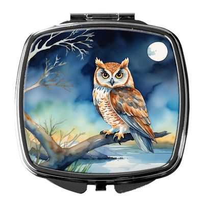Caroline's Treasures Owl Perched in Coastal Tree Compact Mirror Decorative Travel Makeup Mirror for Women Girls Gifts Pocket Makeup Mirror Folding Handheld