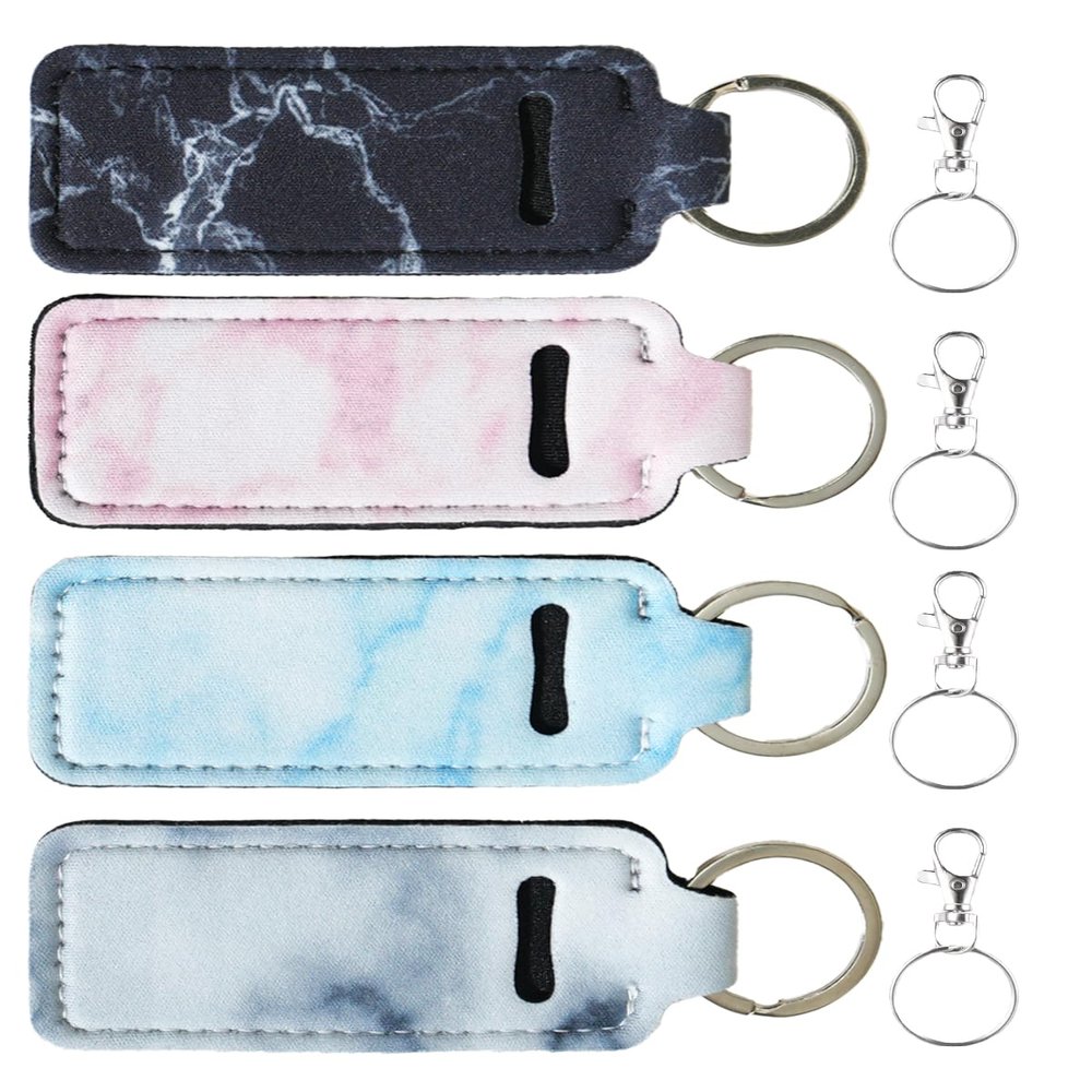 Belolvar Chapsticks Holder Keychain for Lipstick, Bright Lip Balm Lip Gloss Holder Stocking Stuffers for Women (Marble)