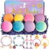 8 Packs Mermaid Bath Bombs for Kids Girls, Bubble Bath Bomb Kit with Surprise Toys Inside, Bath Toys for Kids Aged 4-8, Ideal Birthday Christmas Gifts Stocking Stuffers for Girls 3 4 5 6 view 1