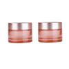 2 PCS 50ml /1.7oz Empty Pink Glass Cream Jars Pots Cosmetic Jars with Rose-Golden Cover and Inner Liner Refillable Makeup Sample Packing Face Cream Eye-shadow Moisturizer Emulsion Bottles Containers view 1