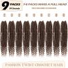 Crochet Passion Twist Hair Pre looped Brown Color, 12 Inch 9 Packs Pre twisted Passion Twist Crochet Hair,Soft Pretwisted/Prelooped Curly Crochet Hair For Black Women,Short Crochet Braids(12in,30#) view 2