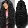 13x6 Deep Wave Lace Front Wigs Human Hair for Women HD Transparent Deep Curly Lace Frontal Wigs Pre Plucked with Baby Hair Natural color(26 Inch) view 3
